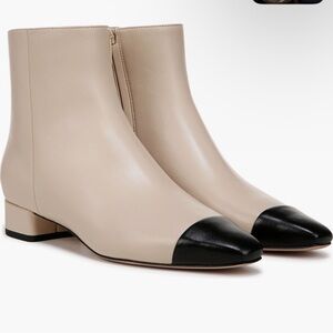 Veronica Beard Two-Tone Leather Ankle Boots in Beige and Black NEW W TAG